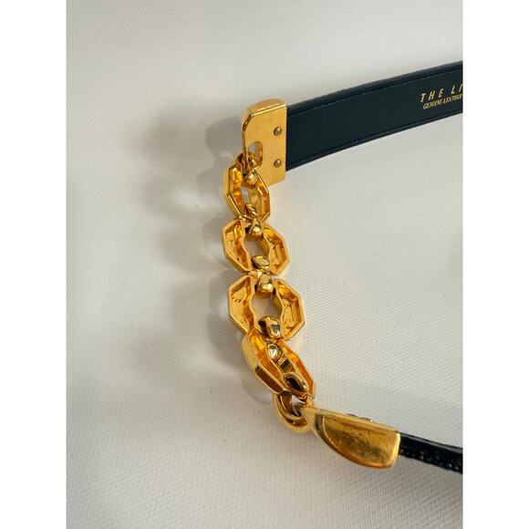 The Limited Women’s Green Leather Suede Gold Tone Chain Accent Belt Sz Medium - Picture 5 of 7